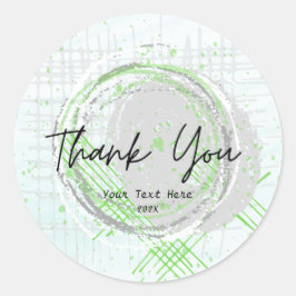 Bedankt Typografie Waterverf Groen Elegant Ronde Sticker
