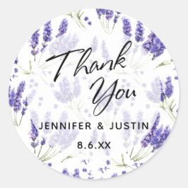 Bedankt typografie, Waterverf Lavendel Flowers Ronde Sticker