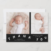 Bedankt Typografie Zwarte Foto Geboorte Aankondiging (Voorkant)