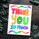 BEDANKT U DANKZIJ DE Rainbow Colorful Curvy Bubble Briefkaart<br><div class="desc">Hand heeft een kaart voor je gemaakt! Pas met uw eigen tekst aan of verander de kleuren. Bekijk mijn winkel voor veel meer kleuren en design of laat me weten of je iets op maat wilt!</div>