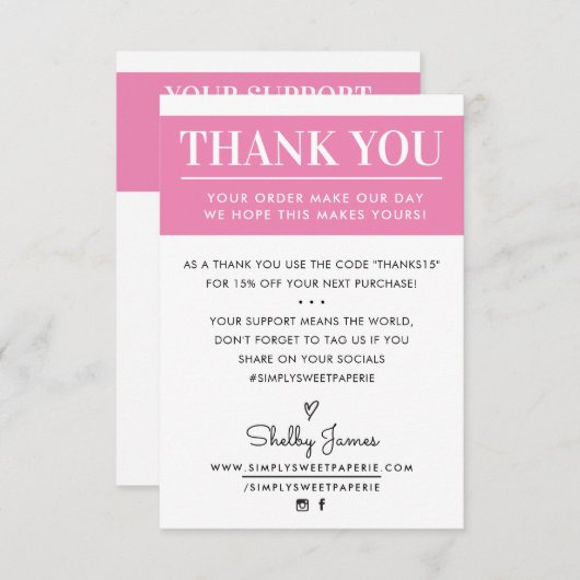 BEDANKT U DAT uw zakelijke bestelling een modern   (Voorkant / Achterkant)