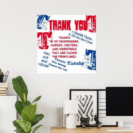 BEDANKT U DOKERS, VERPLEEGT EN EERSTE RESPONDERS POSTER (Thuiskantoor)