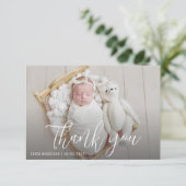 BEDANKT U eenvoudige scriptgeboorteaankondiging Kaart (Staand voorkant)