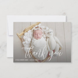 BEDANKT U eenvoudige scriptgeboorteaankondiging Kaart