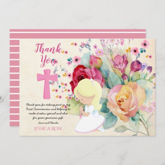 BEDANKT U Eerste Heilige Kaarten Meisje van de Com (Voorkant / Achterkant)