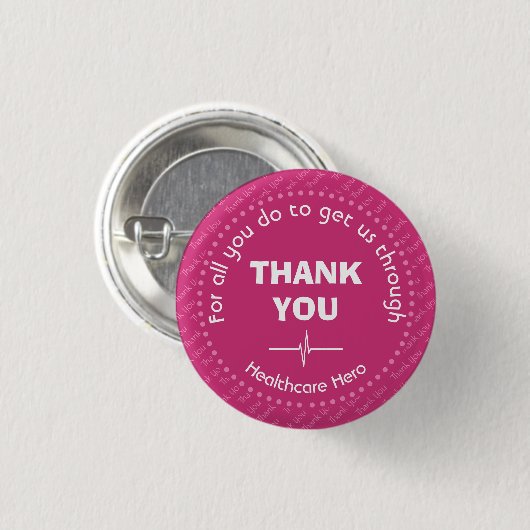 BEDANKT U HARTEBEHEER Hero PINK Ronde Button 3,2 Cm (Voorkant /achterkant)