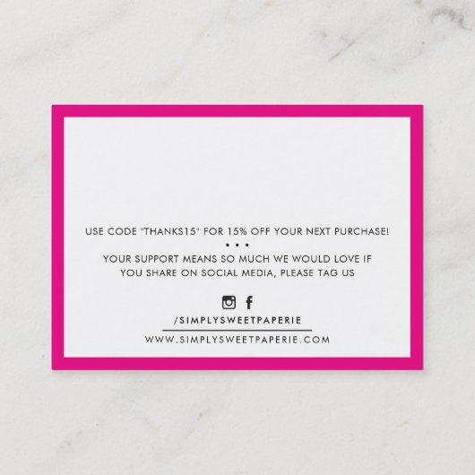 BEDANKT U modern bedrijf label fuschia roze (Achterkant)