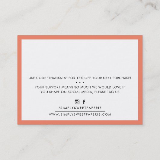 BEDANKT U modern bedrijfsinvoegen label perzik sin (Achterkant)