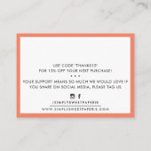 BEDANKT U moderne zakenwereld serif peach Visitekaartje (Achterkant)