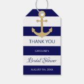 BEDANKT U Nautical Navy Blue Anchor VRIJGEZELLENFE Cadeaulabel (Voorkant)