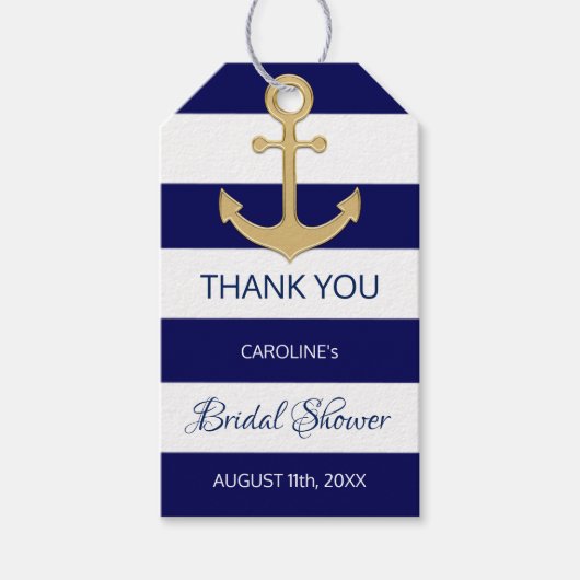 BEDANKT U Nautical Navy Blue Anchor VRIJGEZELLENFE Cadeaulabel (Voorkant)