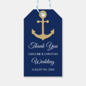 BEDANKT U Nautical Navy Blue Anchor Wedding Cadeaulabel (Voorkant)