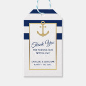 BEDANKT U Nautical Navy Blue Anchor Wedding Cadeaulabel (Voorkant)