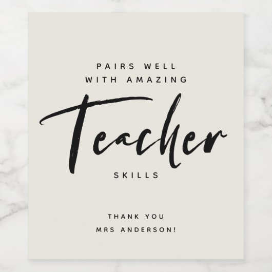 BEDANKT U TANKERSCHAPSSCHERMING Modern script Wijn Etiket (Enkel label)