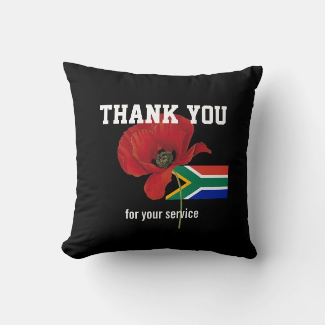 BEDANKT U Veterans Servicemens Poppy SOUTH AFRICA Kussen (Voorkant)