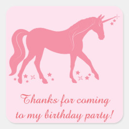 Bedankt U voor Coming Birthday Party met Eenhoorn Vierkante Sticker