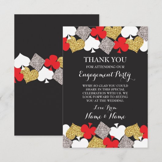 Bedankt Uitnodigingsfeest Trouw Vegas Casino Kaart (Voorkant / Achterkant)