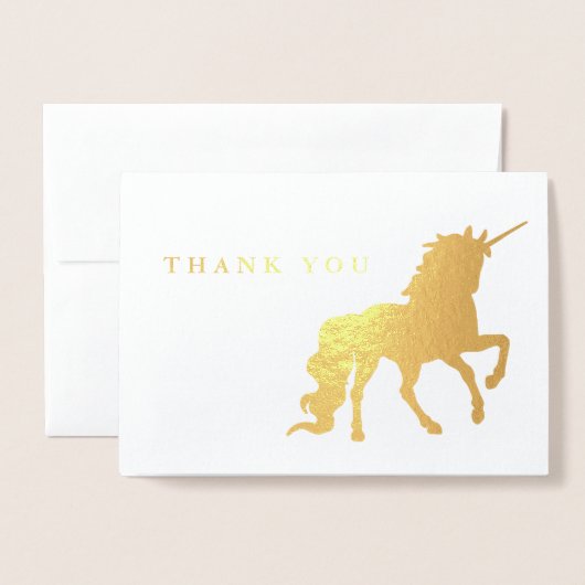 Bedankt Unicorn Birthday Folie Kaarten (Voorkant met envelop)
