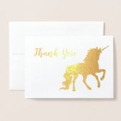 Bedankt Unicorn Birthday Gold Folie Kaarten (Voorkant met envelop)