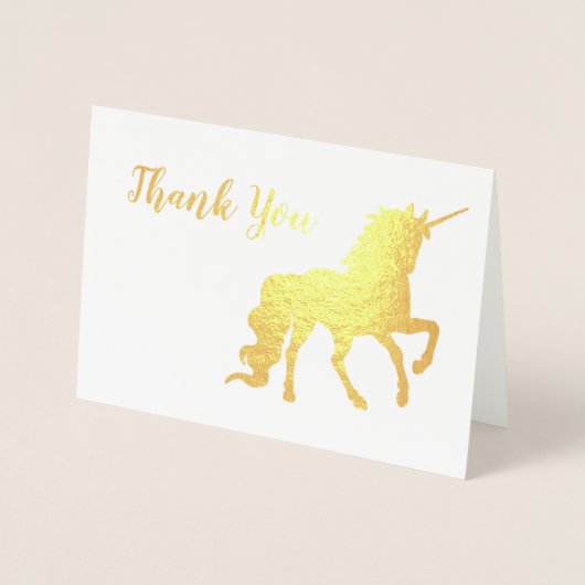 Bedankt Unicorn Birthday Gold Folie Kaarten (Voorkant)