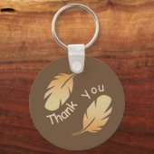 Bedankt Unieke Bruin Geel Veer Waardering Sleutelhanger (Voorkant)