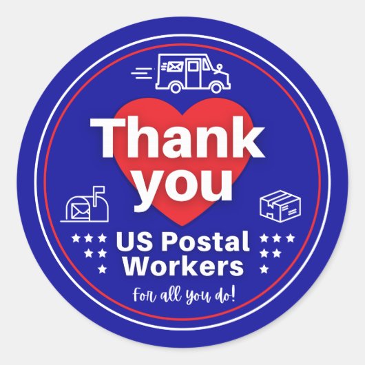 Bedankt US Postal Workers STICKER - Donkerblauw (Voorkant)