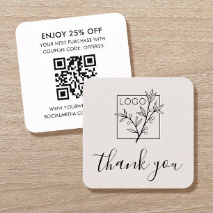 Bedankt Uw kaart logo QR-code wit Vierkante Visitekaartje