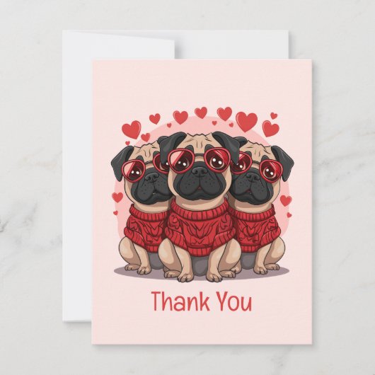 Bedankt Valentijnsdag Pug Dogs (Voorkant)