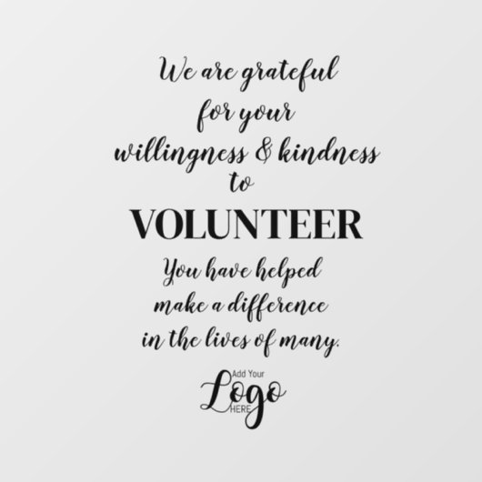 bedankt van de Classic Volunteer Appreciation Week Raamsticker (Vel)