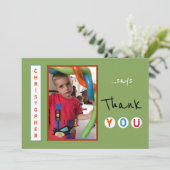 Bedankt van de kleine jongen foto groene Kaart (Staand voorkant)