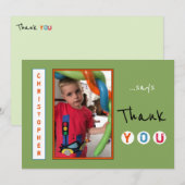 Bedankt van de kleine jongen foto groene Kaart (Voorkant / Achterkant)