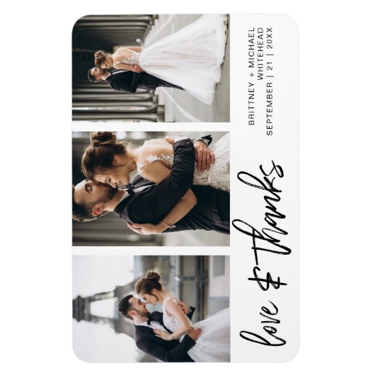 Bedankt van de liefde Foto Collage Hand-Lettered W Magneet (Verticaal)