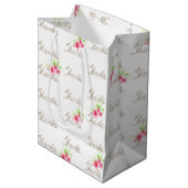 Bedankt van de paus Tekst met Roze Bloemen Medium Cadeauzakje (Voorkant Gekanteld)