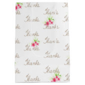 Bedankt van de paus Tekst met Roze Bloemen Medium Cadeauzakje (Achterkant)