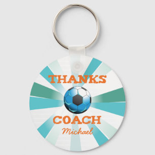 Bedankt van de voetbal coach, Oranje op Blauwgroen Sleutelhanger