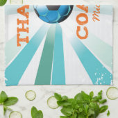 Bedankt van de voetbal coach, Oranje op Blauwgroen Theedoek (Gevouwen)