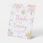 Bedankt van de winterschotel Snowflake voor de kom Reclamebord Met Voetstuk (Voorkant)