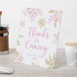 Bedankt van de winterschotel Snowflake voor de kom Reclamebord Met Voetstuk