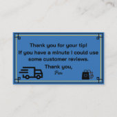 Bedankt van Delivery Driver Visitekaartje (Voorkant)