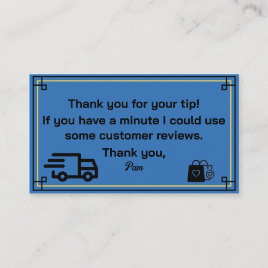 Bedankt van Delivery Driver Visitekaartje (Voorkant)