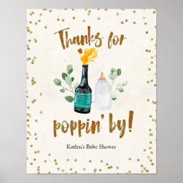 Bedankt van flessen openen voor Baby shower Poster