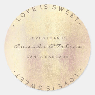 Bedankt van het evenement Roze rood Glass Faux Ronde Sticker