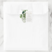 Bedankt van het groene handpalm Tropical Foliage W Vierkante Sticker (Tas)