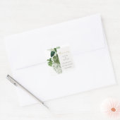 Bedankt van het groene handpalm Tropical Foliage W Vierkante Sticker (Envelop)