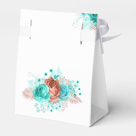 Bedankt van Turquoise en Coral Tropical Wedding Gu Bedankdoosjes (Achterkant)