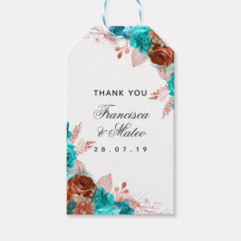 Bedankt van Turquoise en Coral Tropical Wedding Gu Cadeaulabel