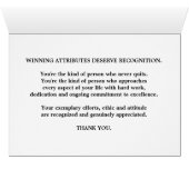 Bedankt van werknemers, een winnaar in bedrijf en  (Binenzijde Horizontaal (Onderkant))