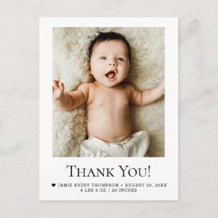 Bedankt vanuit babyfoto geboortekaart briefkaart
