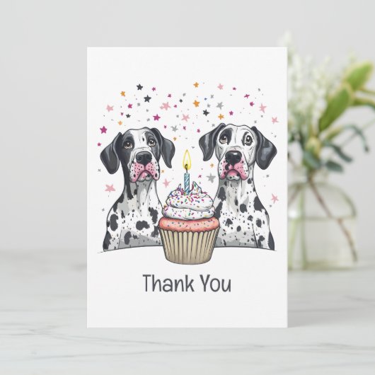 Bedankt Verjaardag Grote Deen Honden Cupcake (Staand voorkant)