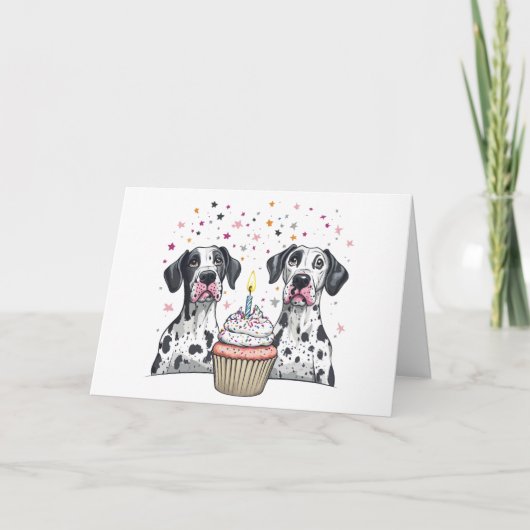 Bedankt Verjaardag Grote Deen Honden Cupcake (Voorkant)